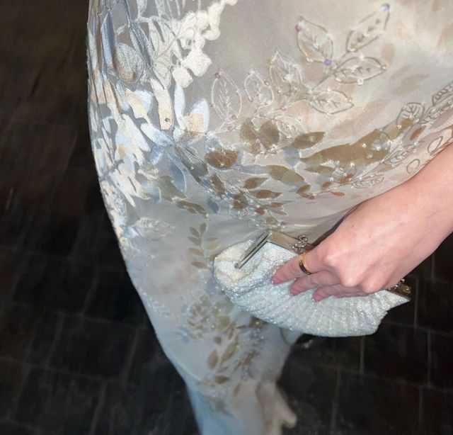 Monsoon Cream, Gold, Brown Evening Gown C09 — Detail