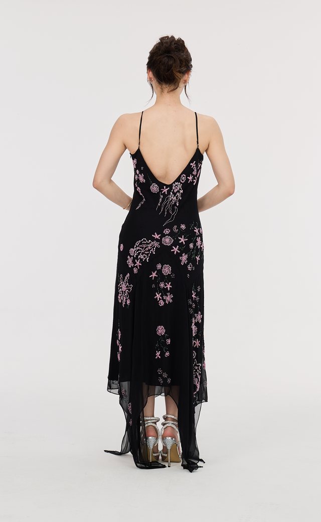 Nina Canacci Grey & Black Evening Gown D08 — Back