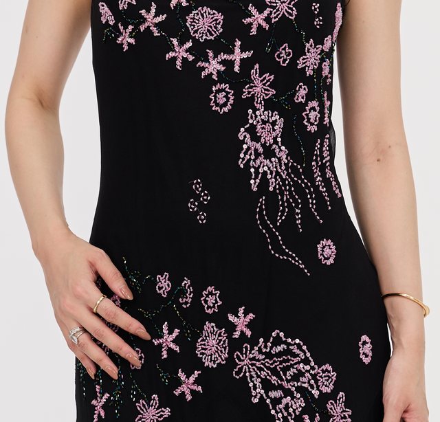 Nina Canacci Grey & Black Evening Gown D08 — Detail