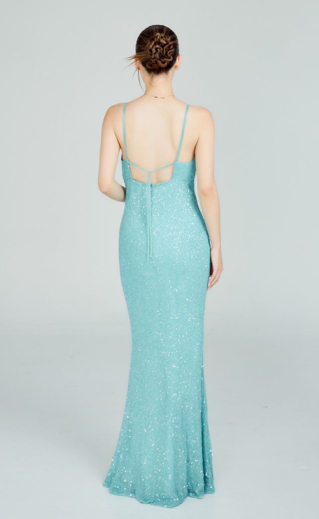 Scala Blue & Navy Evening Gown B01 — Back