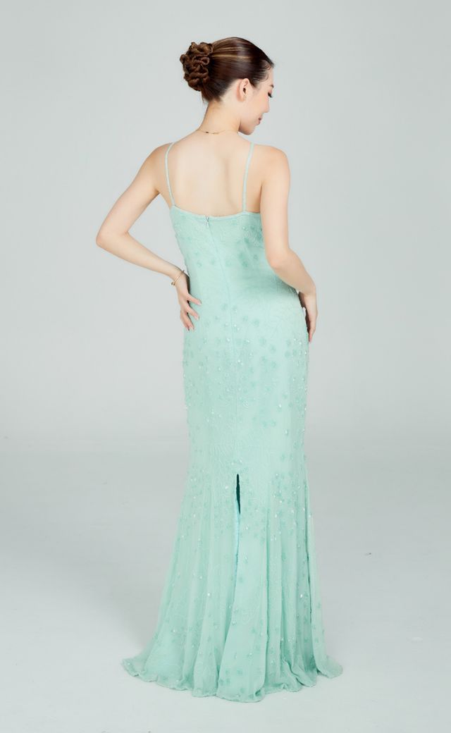Scala Blue & Navy Evening Gown B06 — Back