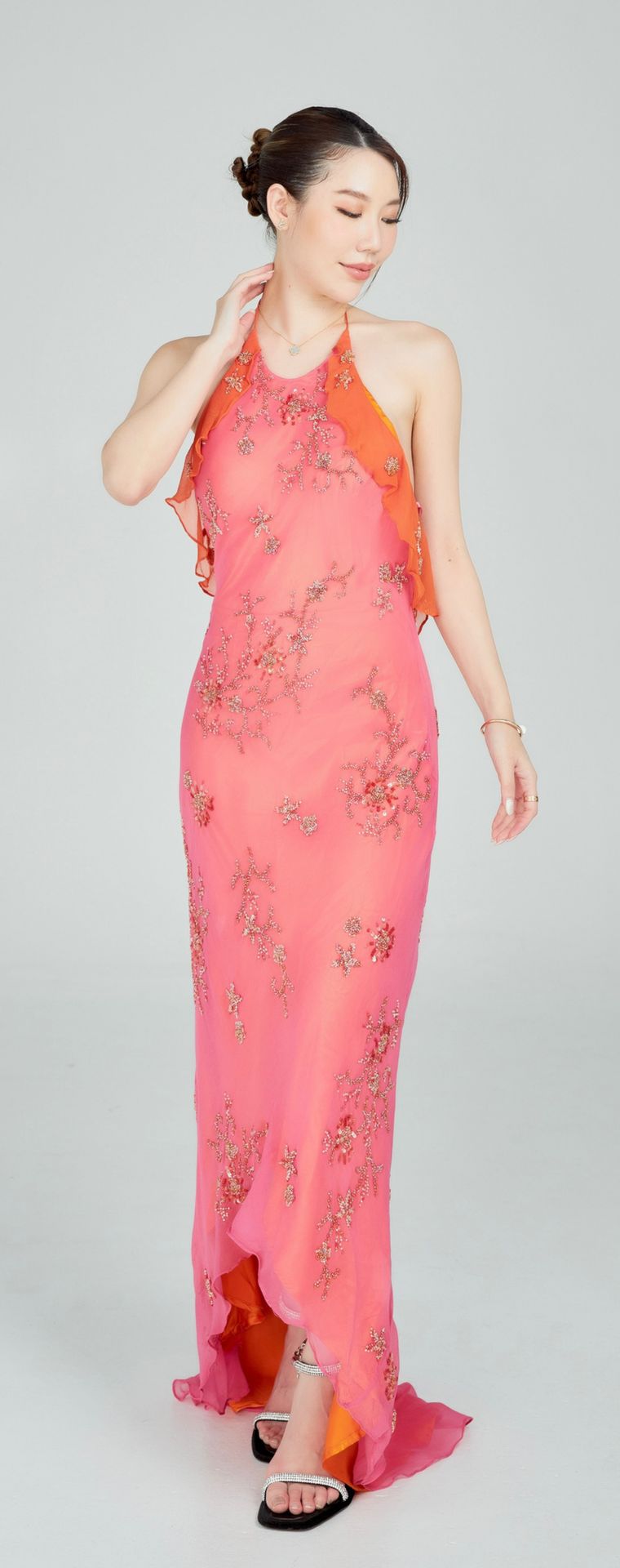 Scala Pink, Purple, Red Evening Gown P06 — Front