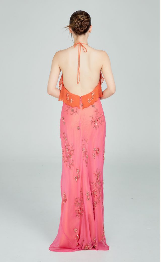 Scala Pink, Purple, Red Evening Gown P06 — Back