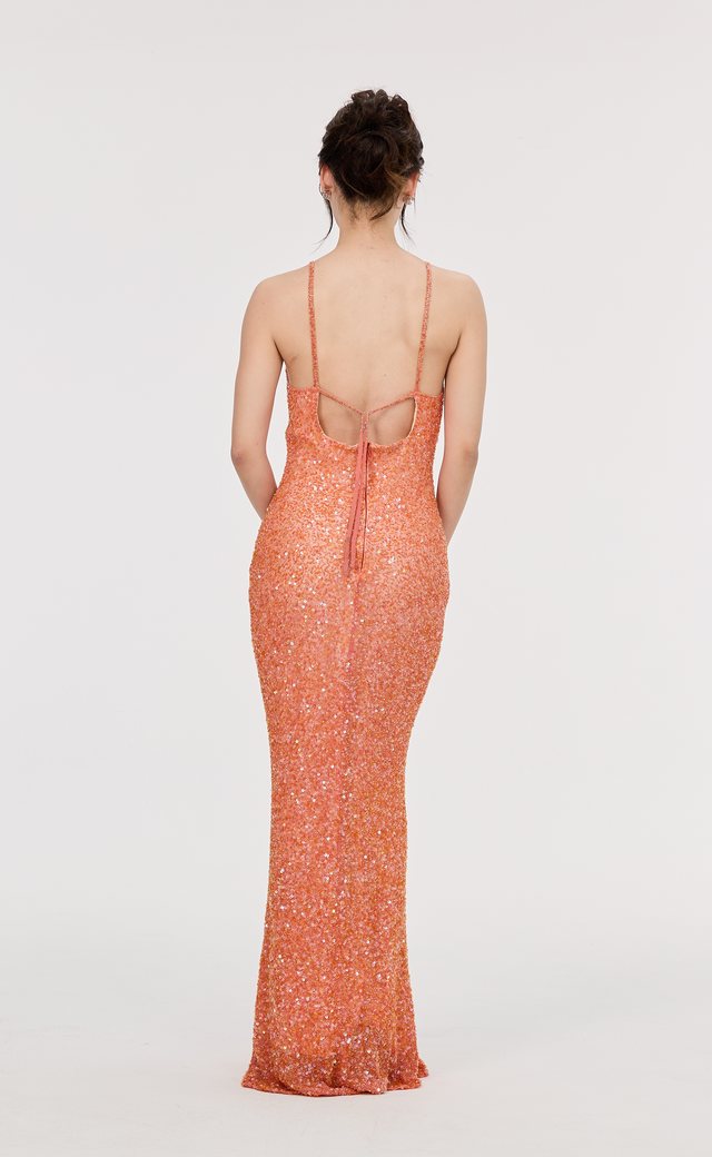 Scala Yellow & Orange Evening Gown Y13 — Back