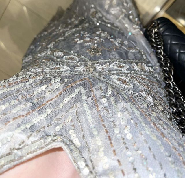 Sue Wong Grey & Black Evening Gown D03 — Detail