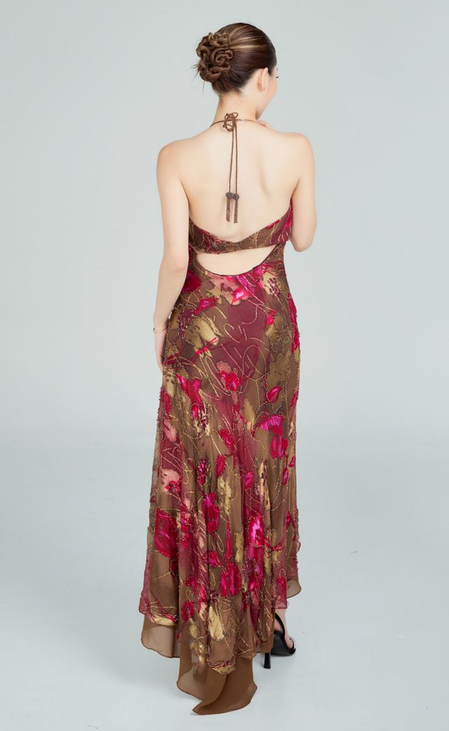 Sue Wong Cream, Gold, Brown Evening Gown C07 — Back