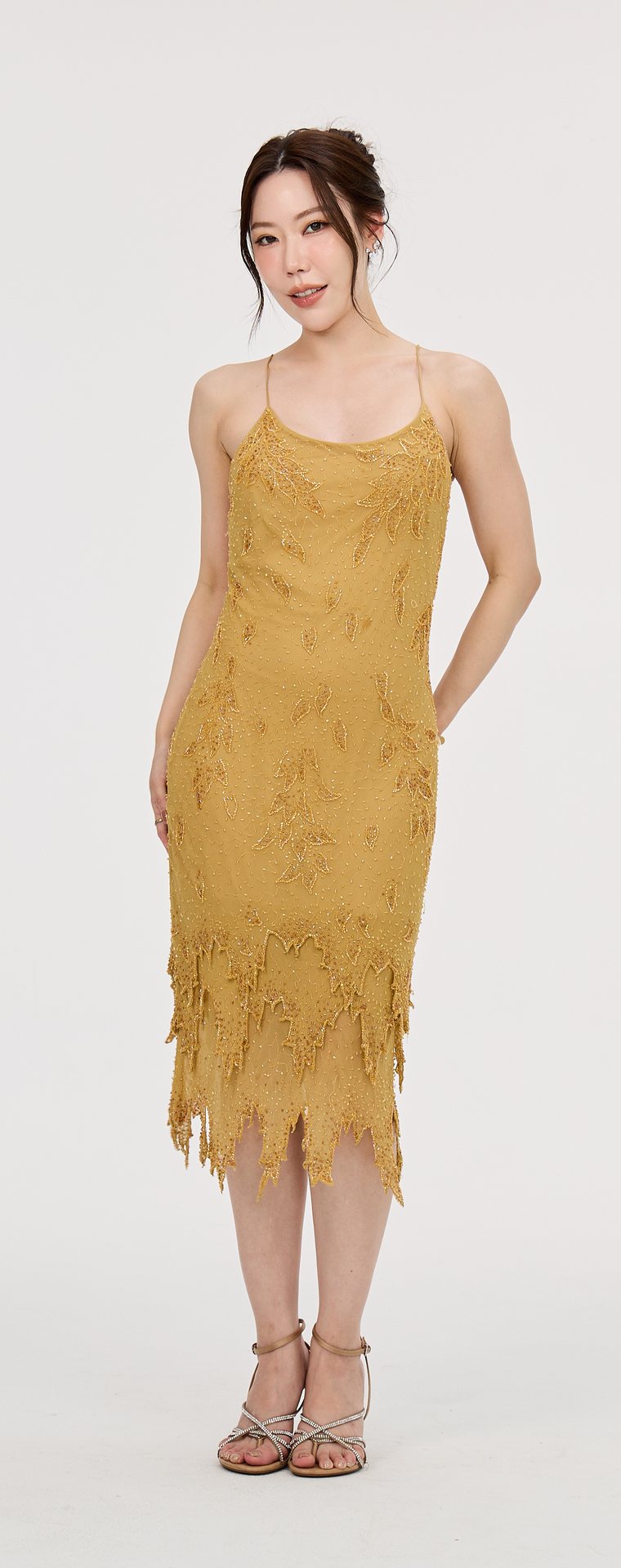 Vintage Yellow & Orange Evening Gown Y16